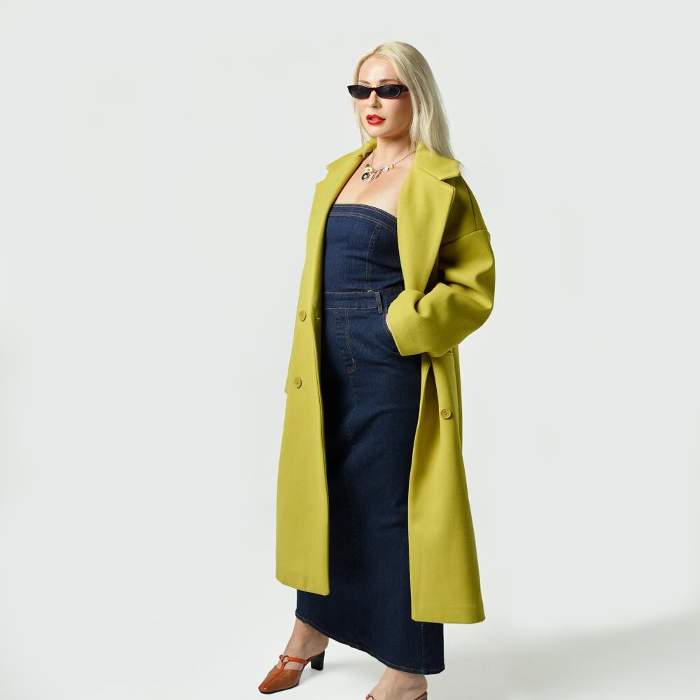 Green Double Breasted Statement Coat - image 1